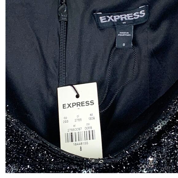 EXPRESS Women's Sz 8 NEW Black and Silver Mini Skirt Back Zipper Party - Picture 5 of 7